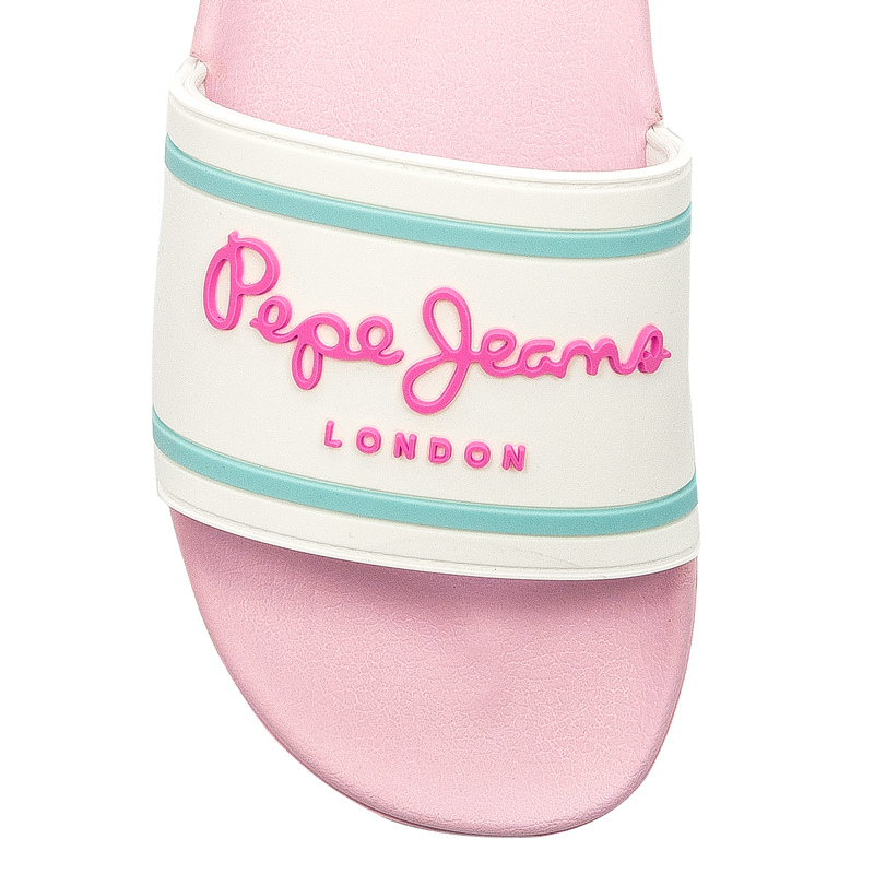 Pepe Jeans Klapki White Slider Logo Girl Białe