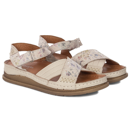 Maciejka Women's Leather Sandals in Flowers