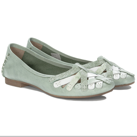 Maciejka Leather Braided Ballet Flats Slip-On Green 01358-50/00-1