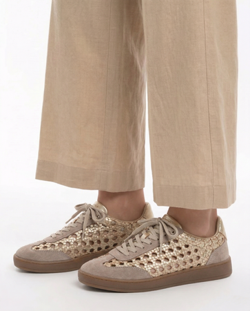 Gioseppo Ijebu Leather Woven Sneakers Gold 78649-IJEBU-GOLD
