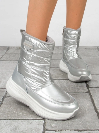 Filippo Śniegowce damskie ocieplane srebrne