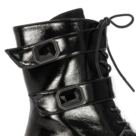 S.Barski Women's Ankle Boots Black Lacquered