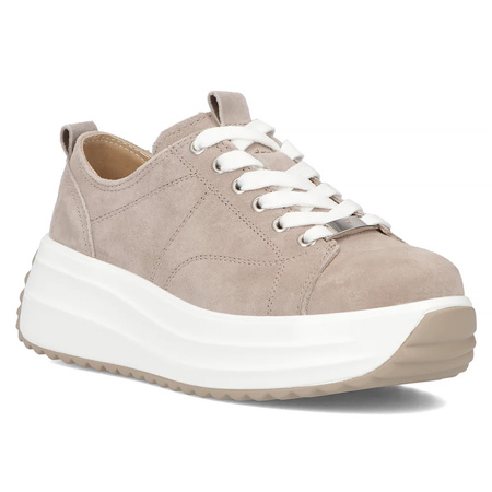 Filippo Skórzane Zamszowe Na Platformie 5 Cm Sneakersy Sznurowane Beżowe DP6795-26-BE