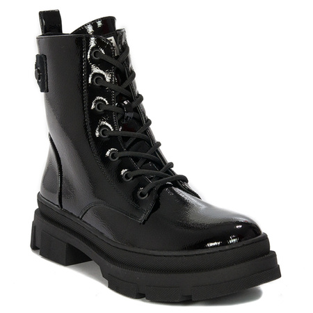 S.Barski Women's warmed lacquered Black Ankle boots