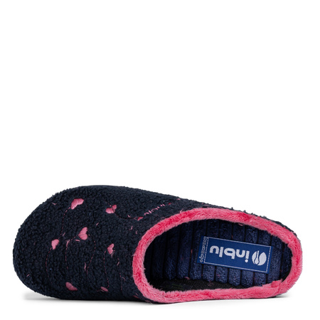 Inblu Granatowe Kapcie Damskie w Serduszka ET000033