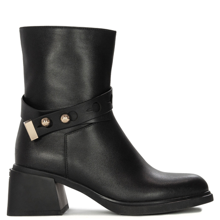 Maciejka Women’s Leather Ankle Boots Block Heel Black K7183-01/00-8