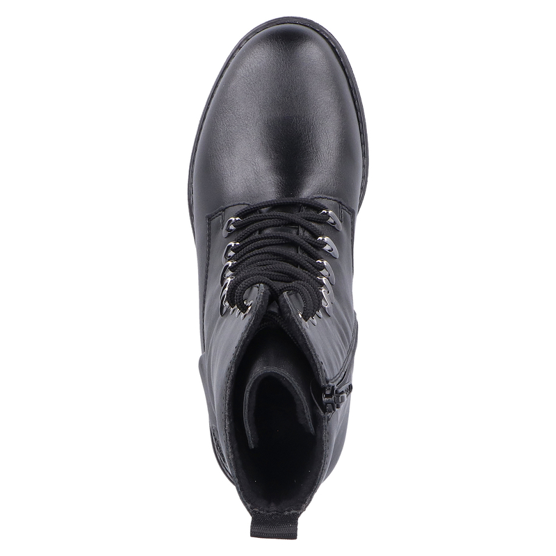 Rieker Sznurowane Botki Damskie Na klocku Ocieplane Czarne 75430-00-BLACK