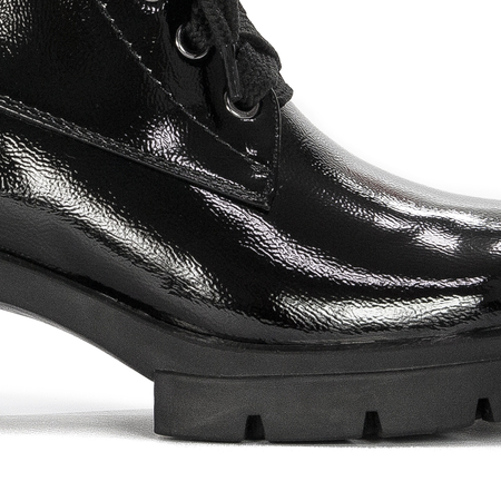 S.Barski Women's Ankle Boots Black Lacquered