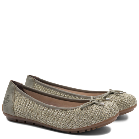 Rieker Comfortable Woven Ballerinas With Bow Green 43850-52