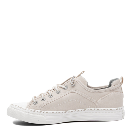 Big Star Tekstylne Sznurowane Sneakersy z Okrągłym Noskiem Beżowe TT274387-BEIGE