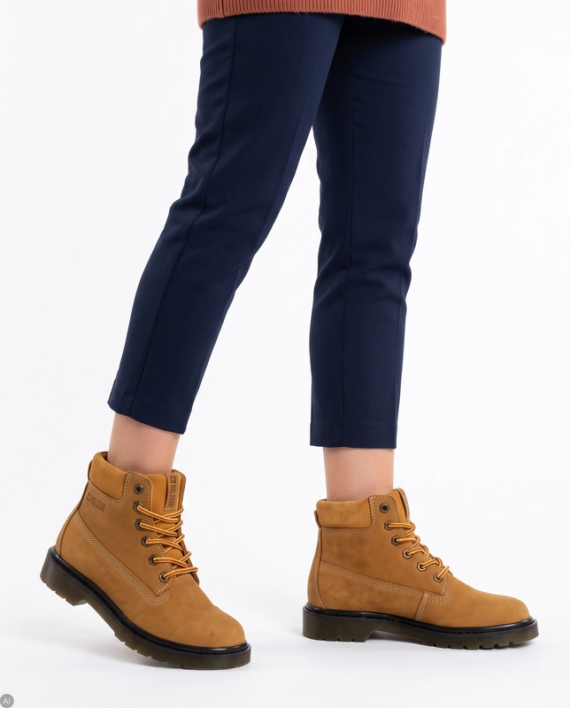 Botki Big Star EE274013 sznurowane Camel