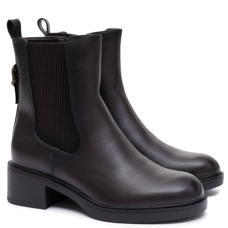 Sergio Leone Stylish Insulated Block Heel Ankle Boots Brown BT-04