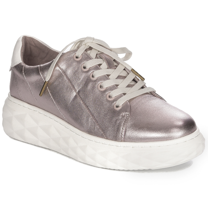 Maciejka Skórzane Sneakersy Miedziane Metaliczne na Platformie N6481-32/00-1