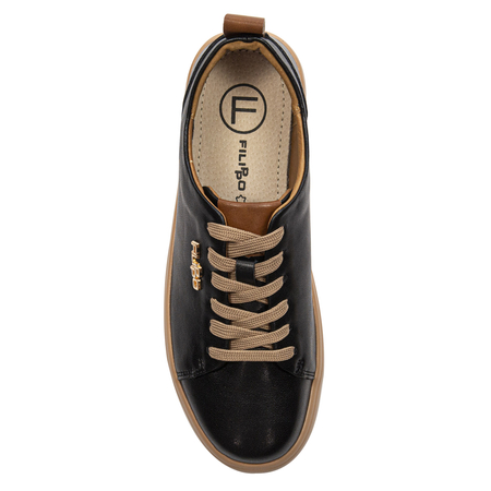 Filippo Black and Beige leather platform Low Shoes