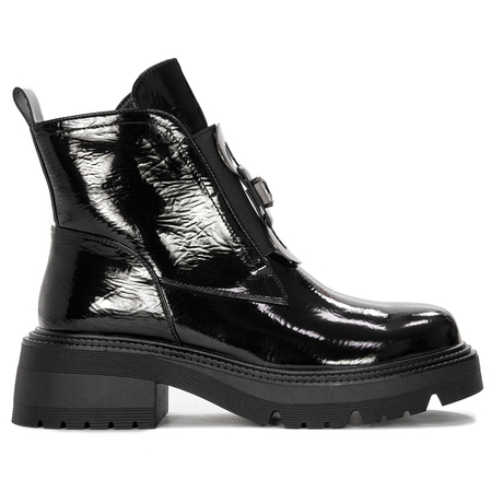S.Barski Women's  Boots Black Lacquered