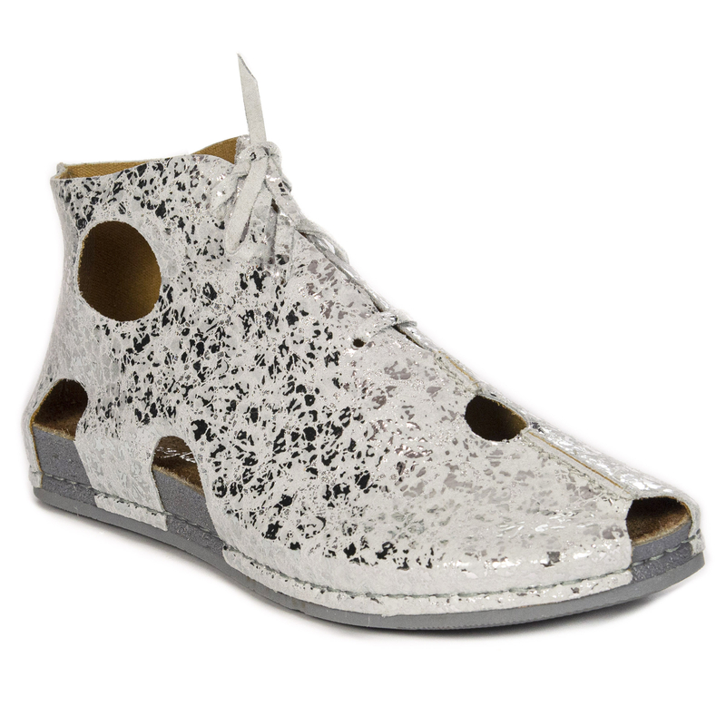Maciejka Unique Cut-Out Leather Shoes Peep-Toe Silver 3426S-35/00-6