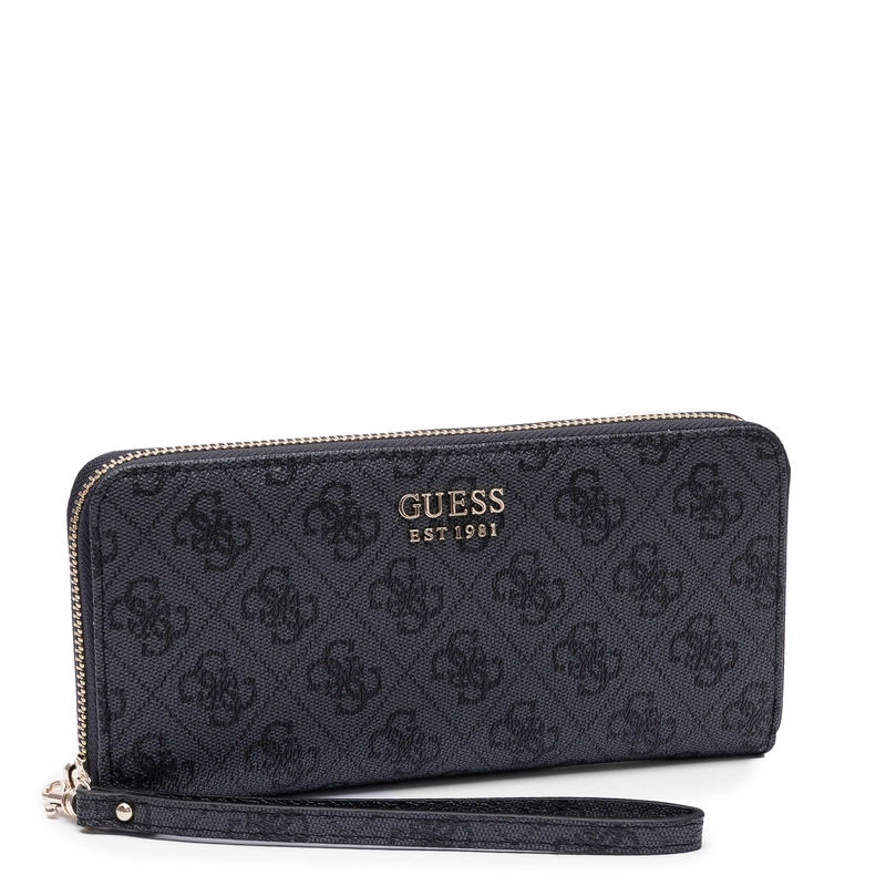 GUESS Women's Large Zip-Around Logo Wallet Black SWLG9648146-BLACK