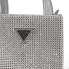 Guess Torba damska wieczorowa Lua Mini Silver srebrna z cyrkoniami