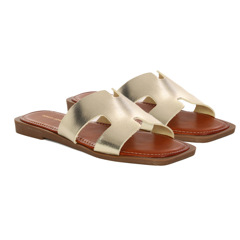Sergio Leone Women's gold flip-flops