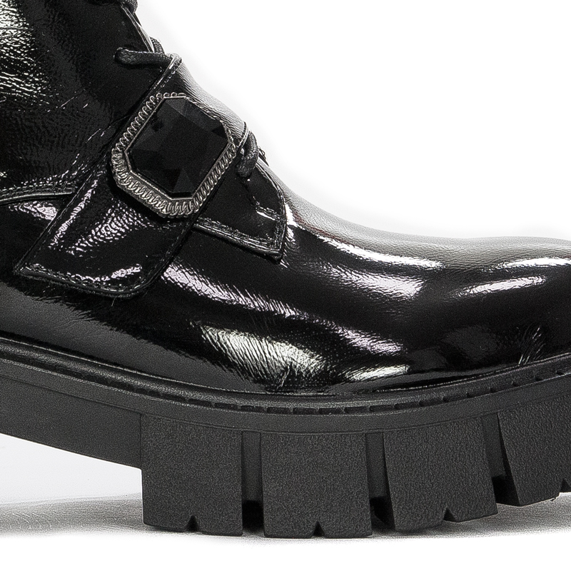 S.Barski Women's Ankle Boots Black Lacquered