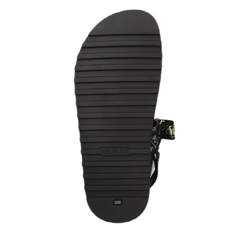 Guess Wzorzyste Sandały Na Platformie Z Rzepem Czarne FL6FBS-FAL03-BLK