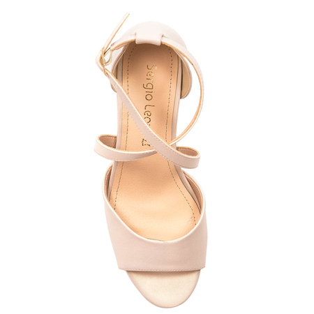 Sergio Leone women's Beige Pearl sandals