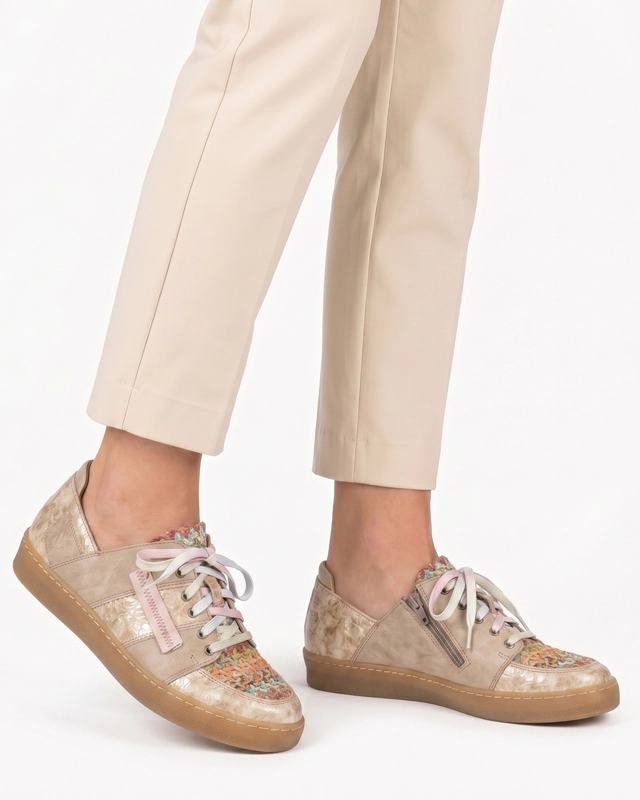 Maciejka Leather Sneakers Patchwork Multicolor Beige 06791-04/00-1
