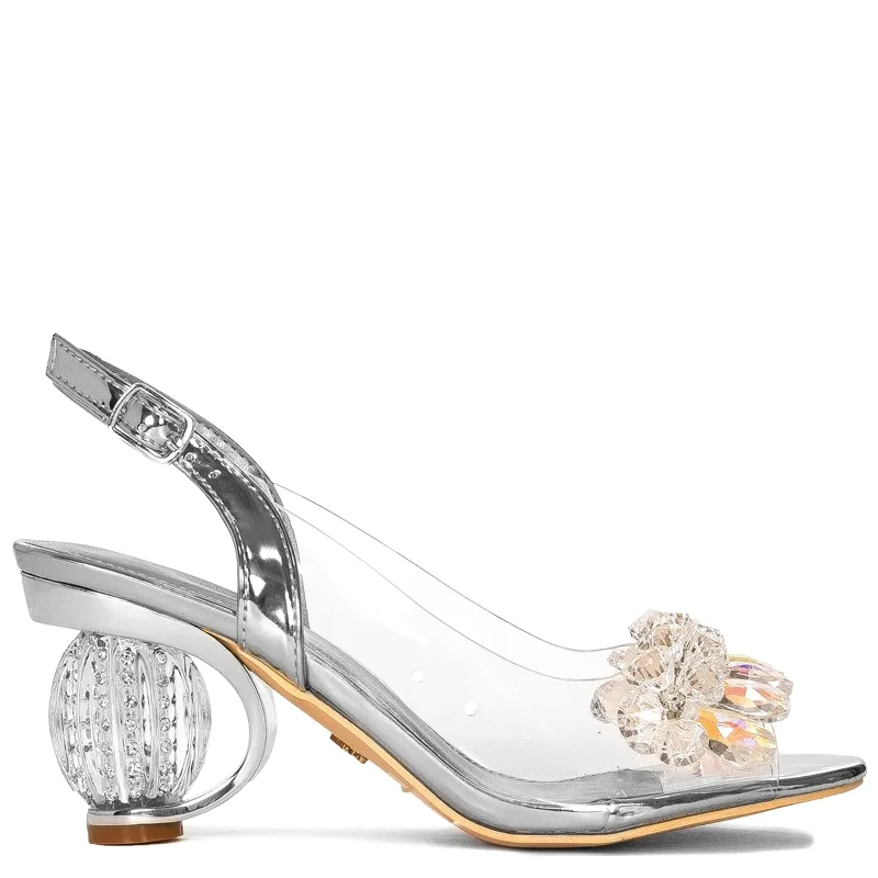 Sca'viola Women's sandals on a high heel Silver