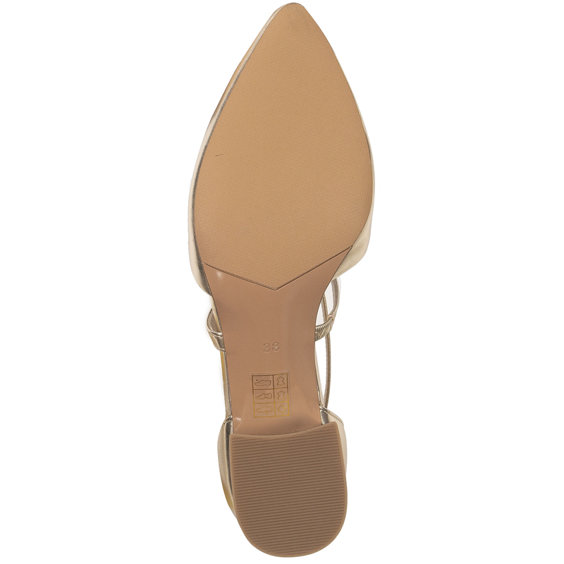 Maciejka Leather Low-Block-Heel Pumps With Ankle Strap Gold K6807-25/00-1