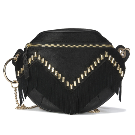 Piti Cuiti Women's Handbag Black with Tassels