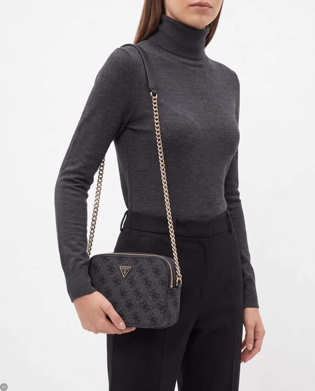 Guess Elegancka Listonoszka Monogram Torebka Crossbody Czarna HWBG9672140-COAL