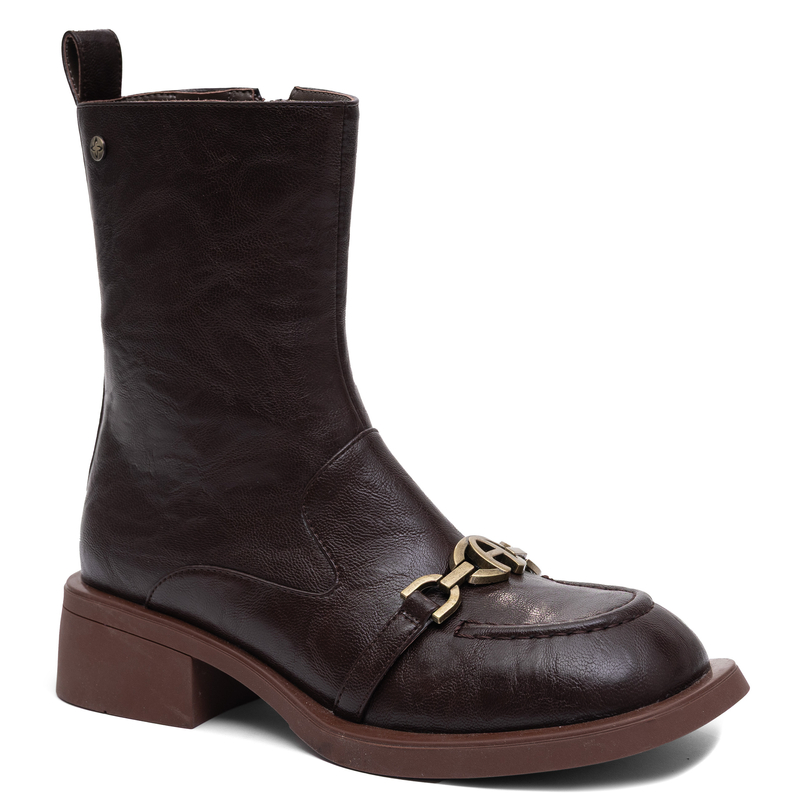 Maciejka Leather Insulated Boots With Decorative Buckle Brown K7786-02/00-7