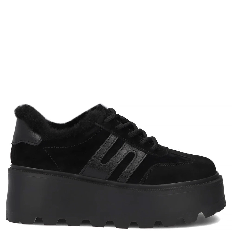 Filippo Skórzane Sneakersy Ocieplane Na Platformie Czarne DP7110-26-BK