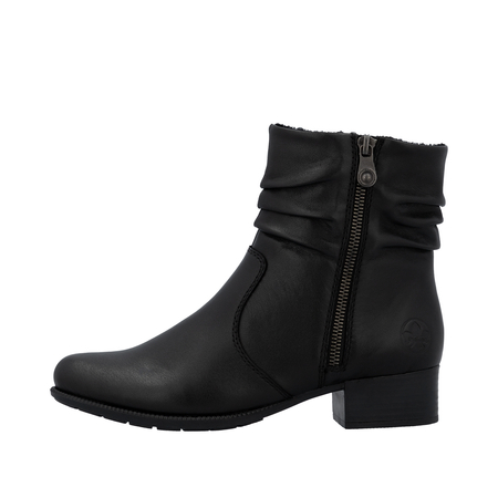 Rieker Marszczone Botki Na Słupku Czarne 78656-00-BLACK