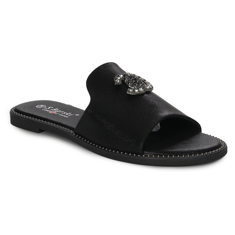 S.Barski Women's Black Slides