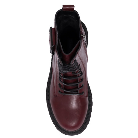 Sokolski Insulated Leather Combat Boots Chunky Platform Burgundy TS-Z25-297-BURGND