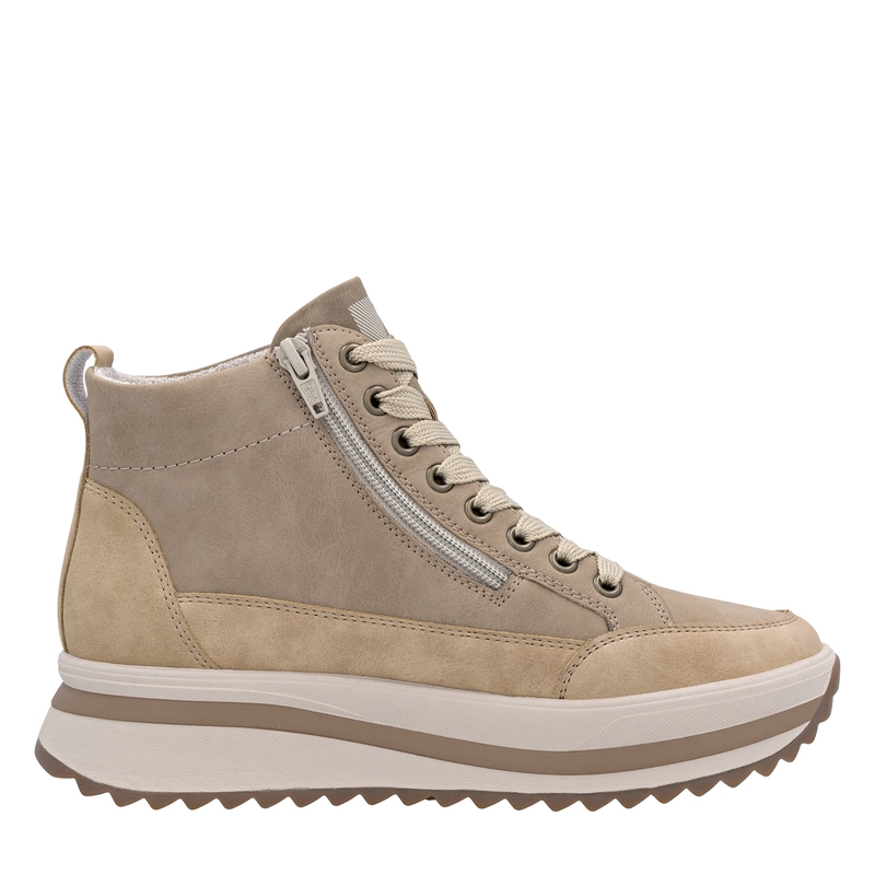 Rieker High-Top Platform Sneakers Side-Zip Beige W3871-60-BEIGE