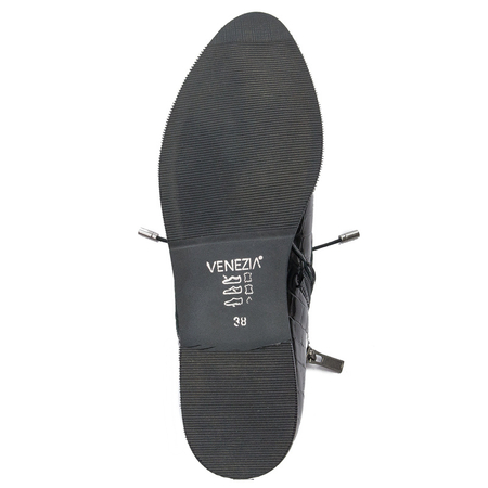 Botki Venezia YSB 0218 501 Black skórzane lakierowane Czarne