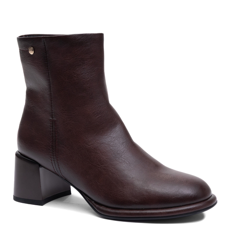 Maciejka Elegant Women's Leather Block Heel Ankle Boots Chocolate Brown K7753-23/00-7