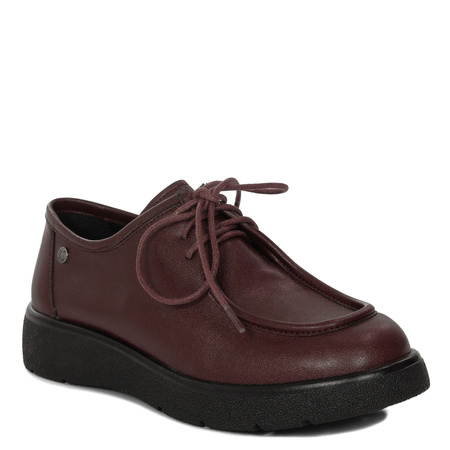 Maciejka Women's Leather Lace-Up Shoes Burgundy