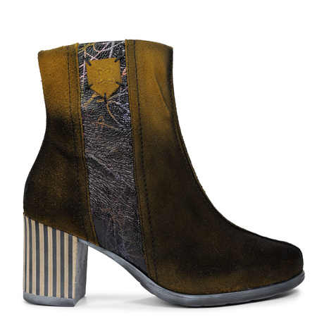 Maciejka Gradient Suede Ankle Boots Block Heel Black Yellow 06155-07/00-7