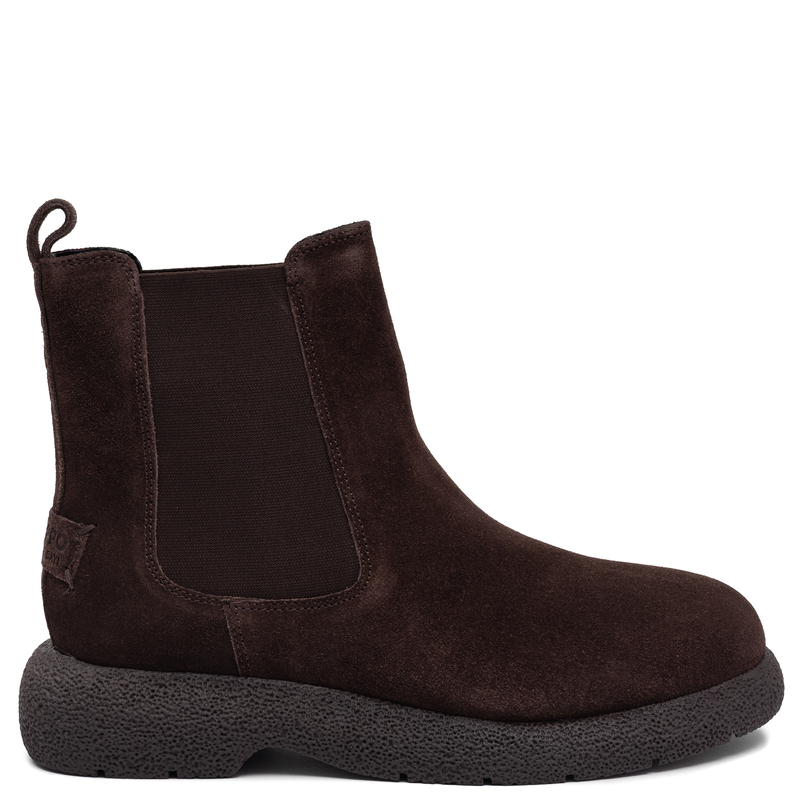 Gioseppo Suede Leather Chelsea Boots Women Chunky Platform Chocolate 73624-A-P-CHOC