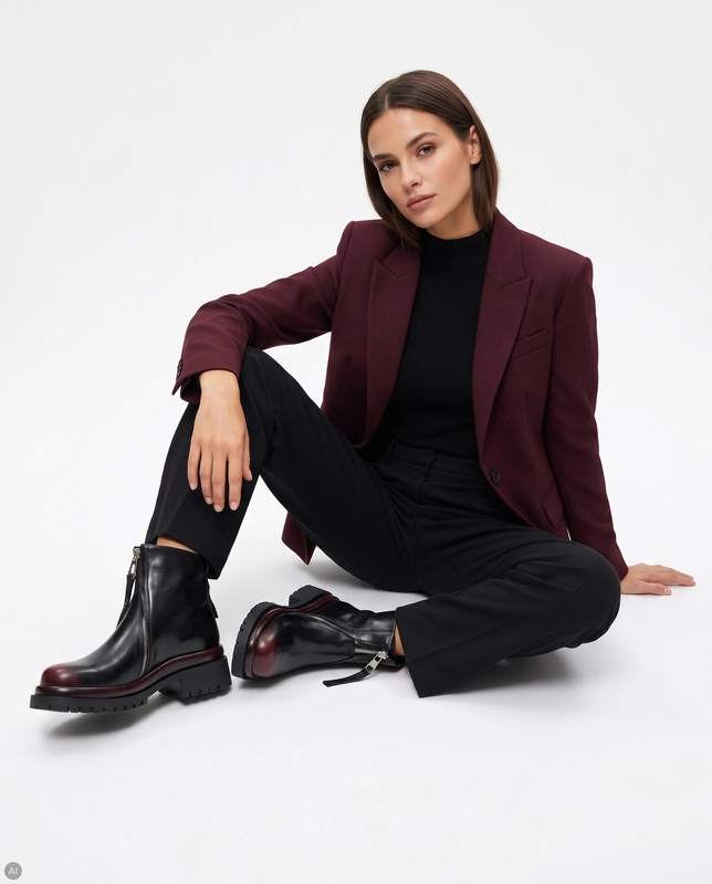 Maciejka Stylish Leather Platform Ankle Boots Black K7732-08/00-7