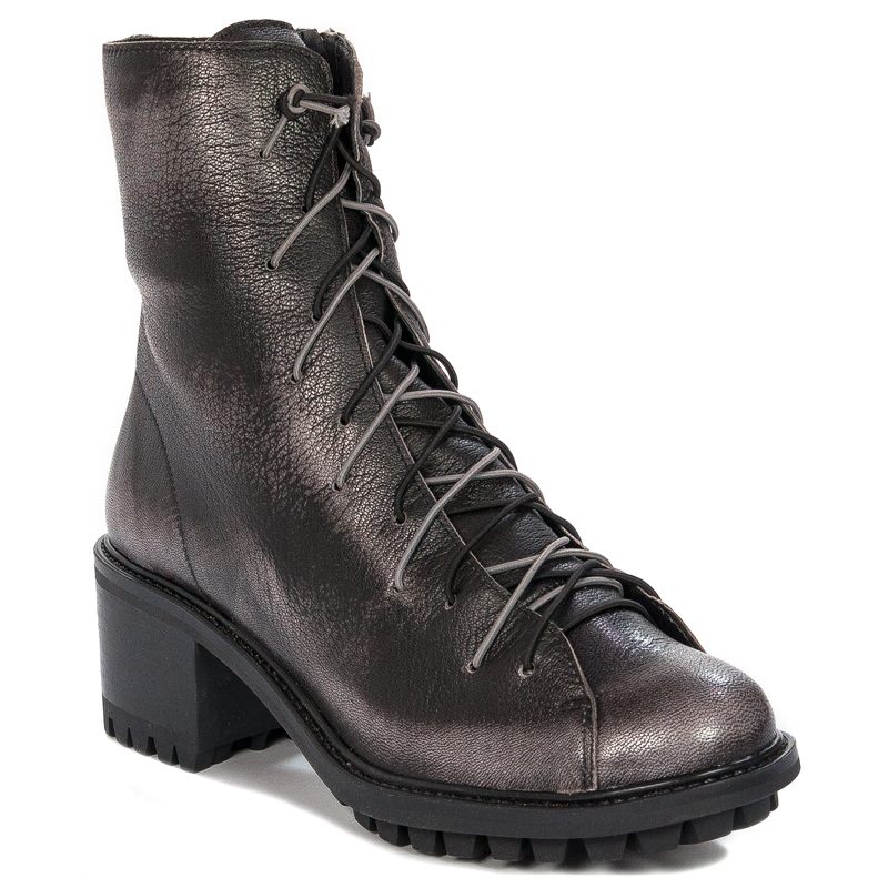 Maciejka Leather Lace-Up Ankle Boots Block Heel Black 3263S-01/00-3
