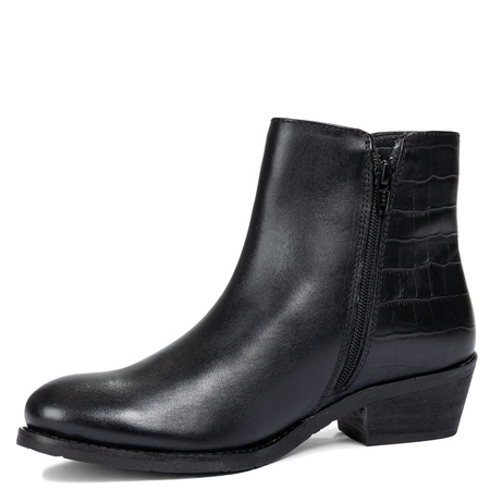 Maciejka Double-Zip Leather Ankle Boots Block Heel Black H7170-01/00-7