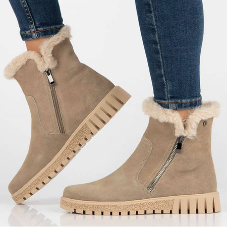 Filippo Beige Suede Leather Ankle Boots for Women