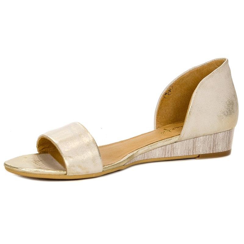 Maciejka Leather Minimalist Wedge Sandals Gold 01971-25/00-5