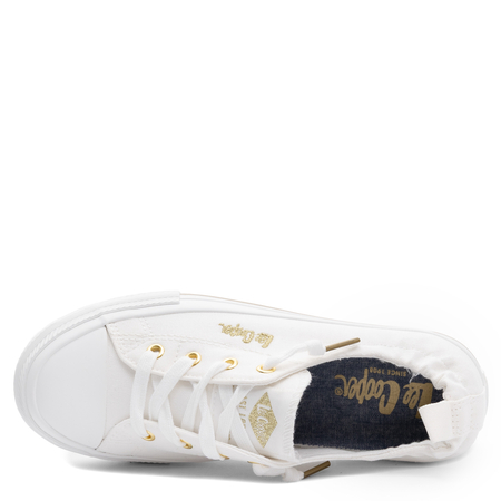 Lee Cooper Women's Classic Canvas Sneakers Gold Details White LCW-26-02-4050L