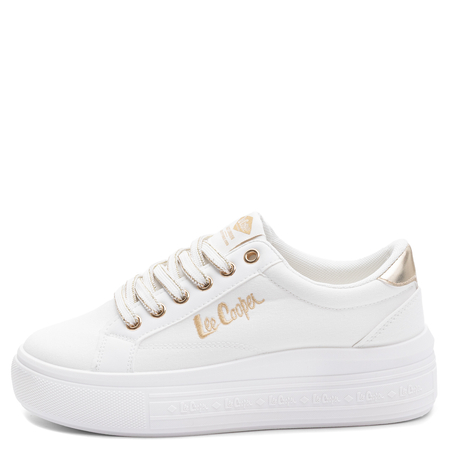 Lee Cooper Białe Trampki Na Platformie Sneakersy Damskie Złote Detale LCW-26-44-4478L
