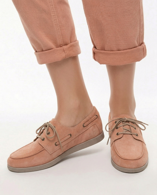 Maciejka Skórzane Półbuty Typu Boat Shoes Pomarańczowe 07799-33/00-1